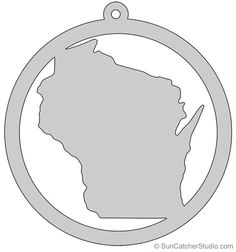 Wisconsin Map Circle Free Scroll Saw Pattern Shape State Stencil Clip