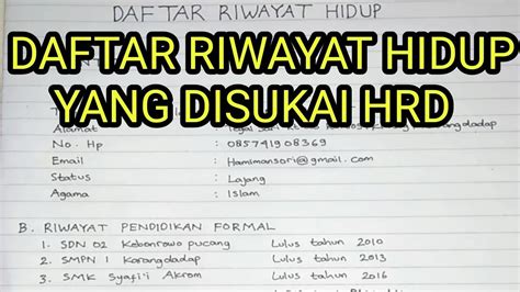 Cara Membuat Daftar Riwayat Hidup Cv Review