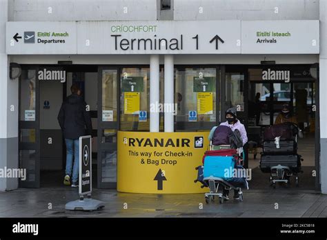 Only A Few Passengers Outside The Terminal 1 At Dublin Airport During