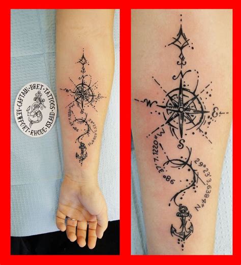 Nautical Compass Anchor Coordinates Tattoo Tattoos By Captain Bret And Celtic Tattoo Newport Ri