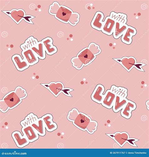 Valentine Day Concept Seamless Pattern With Vector Cute Cartoon