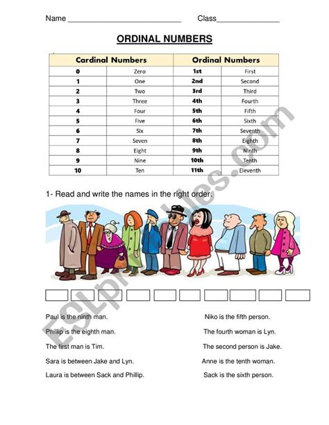 Ordinal Numbers ESL Worksheet By MariaBer45