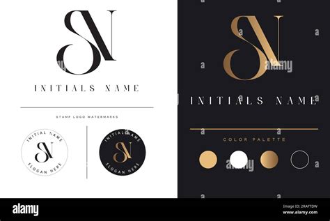 Luxury Sn Or Ns Initial Monogram Text Letter Logo Design Stock Vector