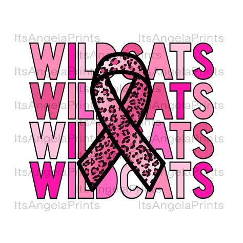 Wildcats Stacked Breast Cancer Awareness Pink Leopard Ribbon Png