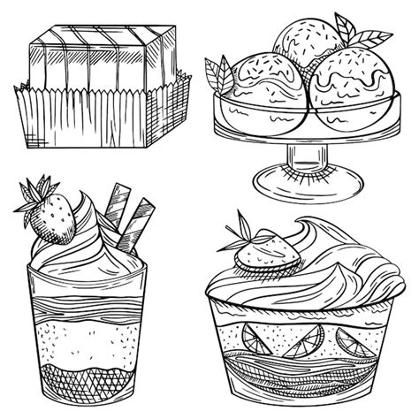 Premium Vector Desserts Cream Set Vector Illustration