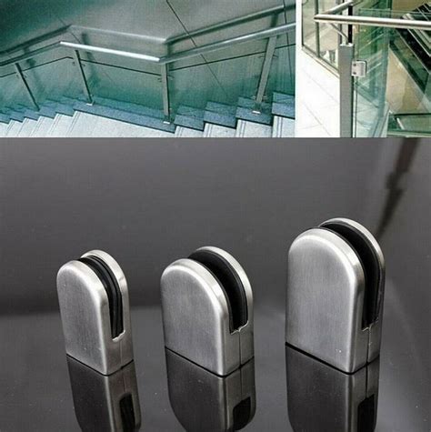 4 X Stainless Steel Glass Clamps Clips For Balustrade Etsy Uk