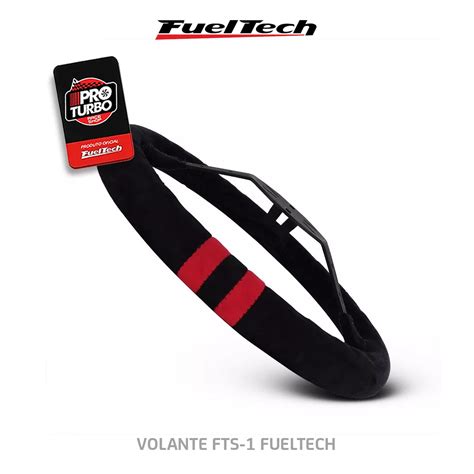 Volante Fuel Tech Aluminio Revestido Camurca Preto Faixa Vermelha