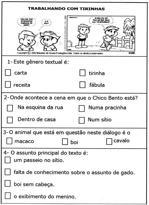 Interpretação De Tirinha Turma Da Mônica Cascão · Alfabetização Blog