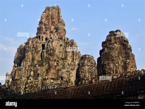 Bayon Buddhist Temple Ancient Stone Face Towers Angkor Thom Cambodia