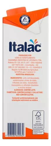 Leite Uht Semidesnatado Zero Lactose Italac Caixa Tampa L R Em