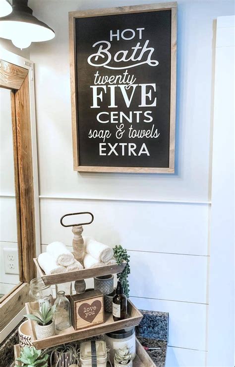 Hot Bath 25 Cents Wood Sign Rustic Farmhouse Bathroom Decor Etsy