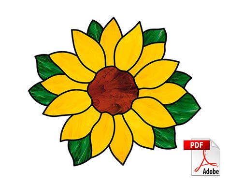 Sunflower Stained Glass Pattern Flower Suncatcher Pdf Digital