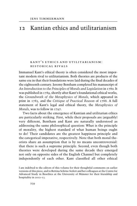 Kantian Ethics And Utilitarianism Chapter 12 The Cambridge