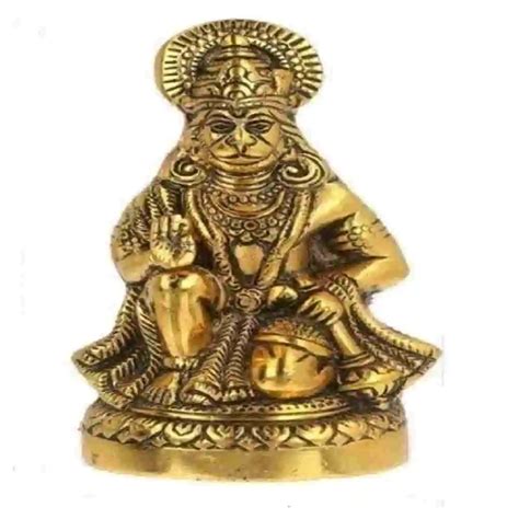 Brass Hanuman Ji Statue Sitting Showpiece PujaSamagriWala