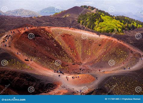 Etna National Park Panoramic View of Volcanic Landscape with Crater ...