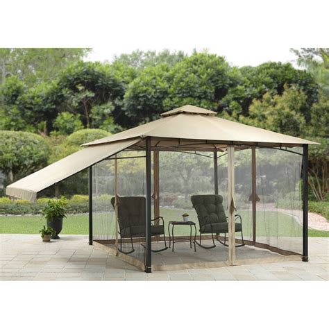 Patio Gazebo With Adjustable Side Sunshade Tent Garden 11x 11 Canopy