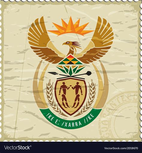 Coat Of Arms South Africa On Postage Stamp Vector Image