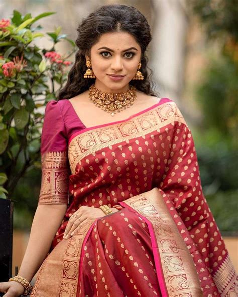 Maroon Color Soft Banarasi Silk Wedding Look Saree Collection