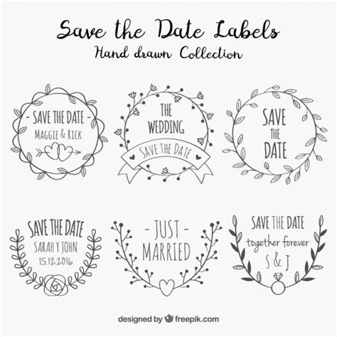 Free Vector Collection Of Ornamental Wedding Stickers Autocollants