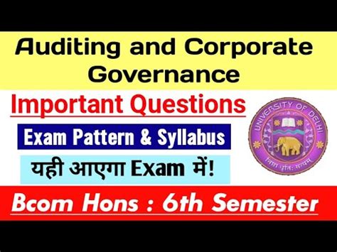 Auditing And Corporate Governance Important Questions Exam Pattern