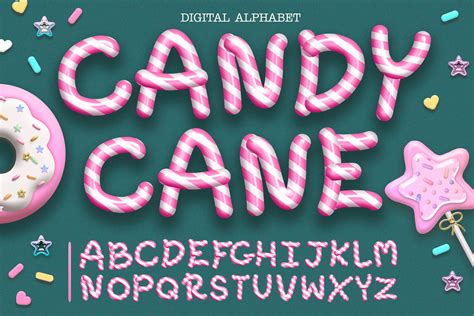 Candy Cane Letters Clipart Pink Alphabet Sweet Numbers Png - Etsy