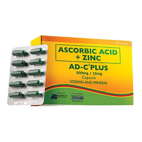 Ad C Plus Ascorbic Acid Zinc 500mg 15mg Capsule 1s Price In The