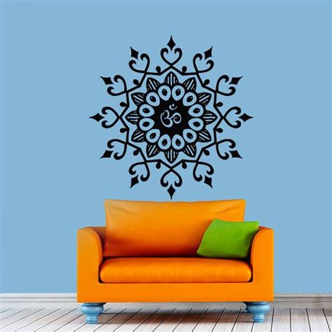 Mandala Yoga Oum Om Sign Wall Decal Vinyl Sticker By Cozydecal Cheap