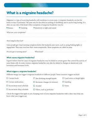 Fillable Online Migraine Is A Type Of Recurring Headache With Moderate