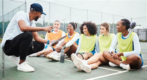 Netball Strategy Happy Sports Team And Coach Planning Game Plan