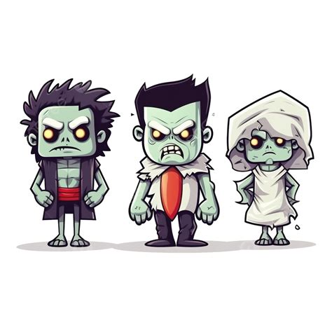 Halloween Frankenstein Witch Mummy And Vampire Cartoons Design Scary Theme Witch Vampire Png