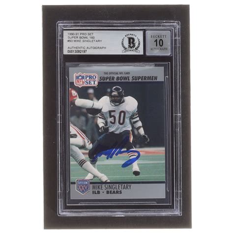 Mike Singletary Signed Pro Set Super Bowl Bgs