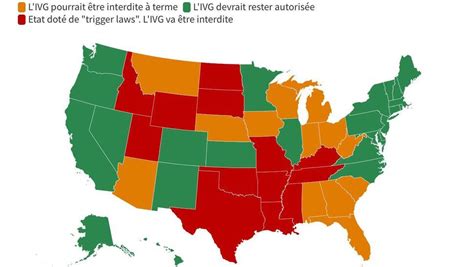 CARTE Avortement la moitié des Etats Unis pourrait bientôt le rendre