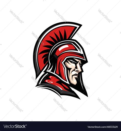 Spartan head with helmet on white background Vector Image