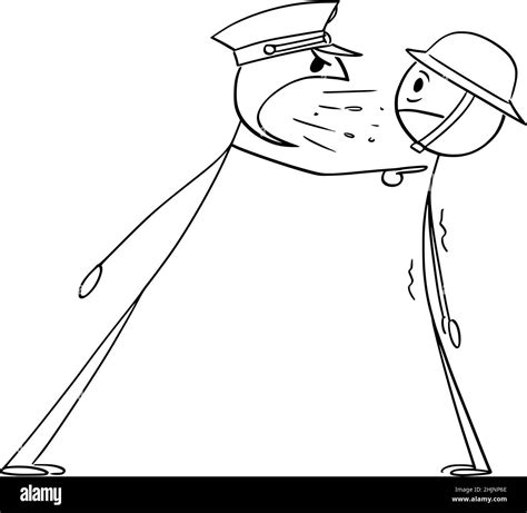 Army Officer Yelling at Soldier, Vector Cartoon Stick Figure ...