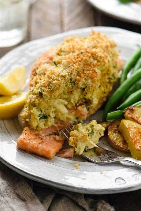 Crab Stuffed Salmon Recipe Foxes Love Lemons