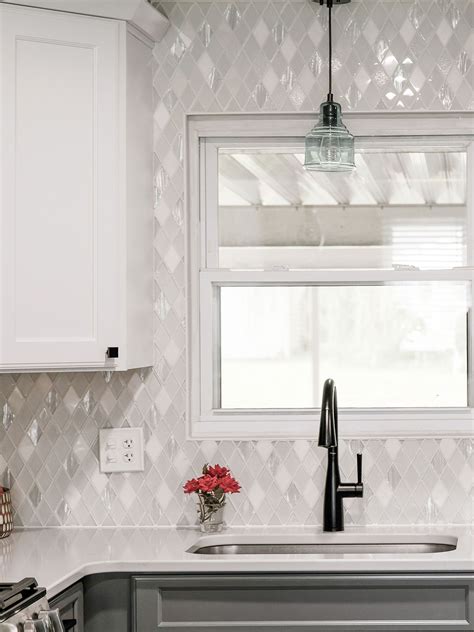 White Backsplash Tile White Diamonds Unique Glass Backsplash Tile