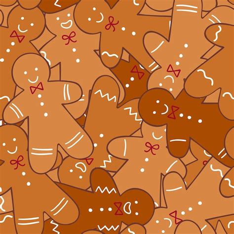 Premium Vector Many Gingerbread Man Vector Seamless Christmas Pattern