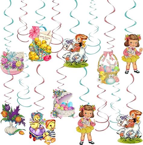 Amazon 40PCS Easter Hanging Swirl Decorations Easter Hanging Eggs