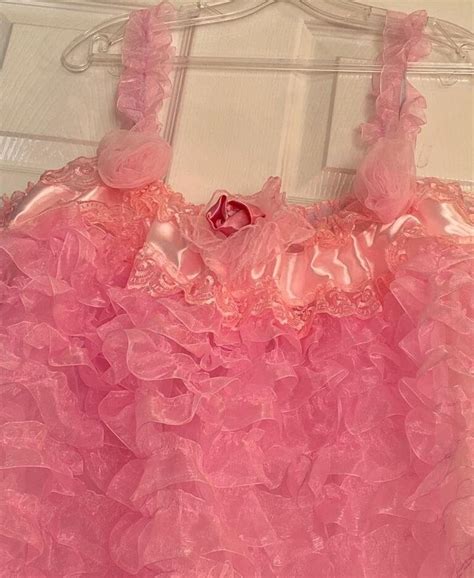 Sissy Baby Doll Nighty Cami Top Shiny Pink Raffle Soft Organza Men S Lingerie Cosplay Fancy