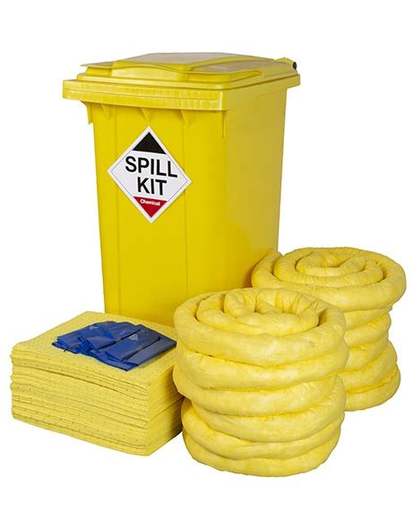 Chemical Spill Kit In Yellow Wheelie Bin