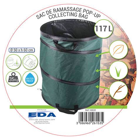 Sac de ramassage Pop Up pour déchets verts EDA 117 L Ø 50 x H 60 cm