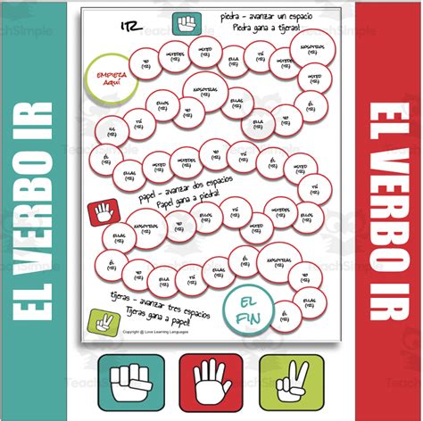 Spanish Verb Ir Conjugation Game Rock Paper Scissors By Teach Simple