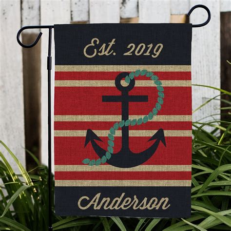 Personalized Nautical Burlap Garden Flag Tsforyounow