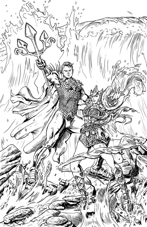 Battle Aquaman And Mera Lines By Michaelhowearts On Deviantart