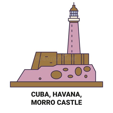 Cuba Havana Morro Castle Travel Landmark Vector Illustration Stock