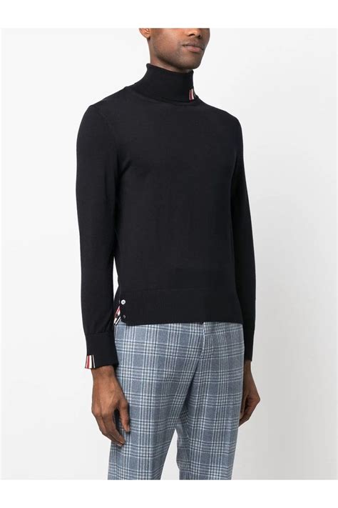 Thom Browne Merino Turtle Neck Pullover Navy Clothing From Circle