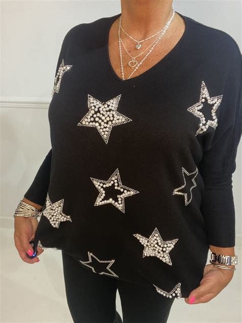 Black Pearl Sparkle Star Jumper Sparkles Boutique