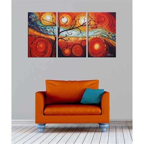 Hand Painted And Featuring An Abstract Design This Contemporary Three