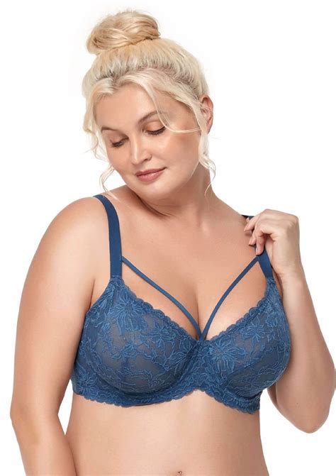 Strappy Dark Blue Sexy Unlined Underwire Bra Hsia