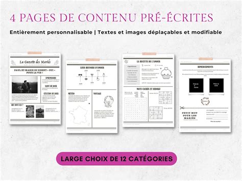 Modèle Gazette des Mariés DIY à télécharger et modifier format Etsy